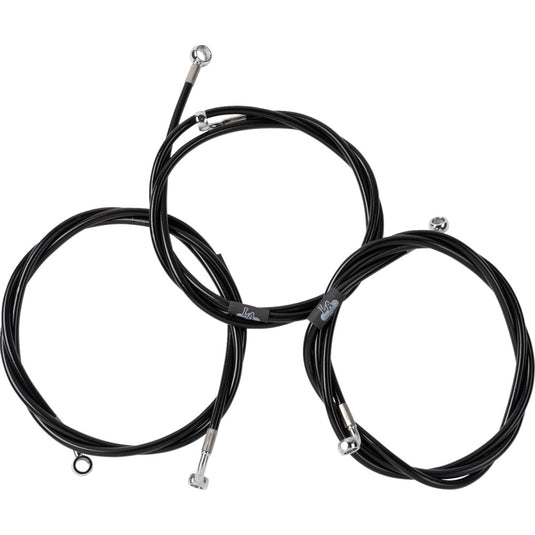 La Choppers LA-8059B08B Black Vinyl-Coated Stainless Steel Brake Line Kit - 8-10in. Ape Hangers