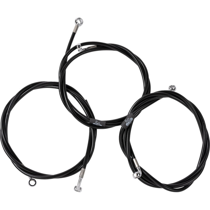 La Choppers LA-8059B13B Black Vinyl-Coated Stainless Steel Brake Line Kit - 12-14in. Ape Hangers