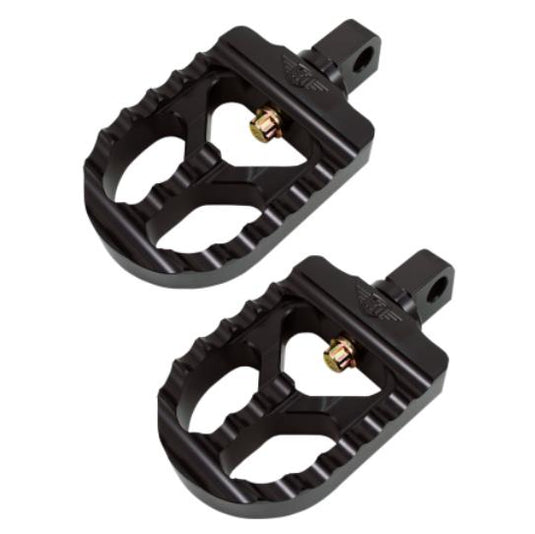 Joker Machine 08-57-3B Adjustable Serrated Short Footpegs - 3 5/16in. Long x 2 1/2in. Wide x 1in. Thick - Black Anodized