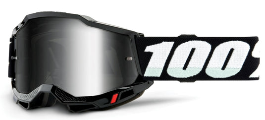 100% Accuri 2 Junior Youth Goggles (One Size Fits Most, Black / Mirror Silver Lens)