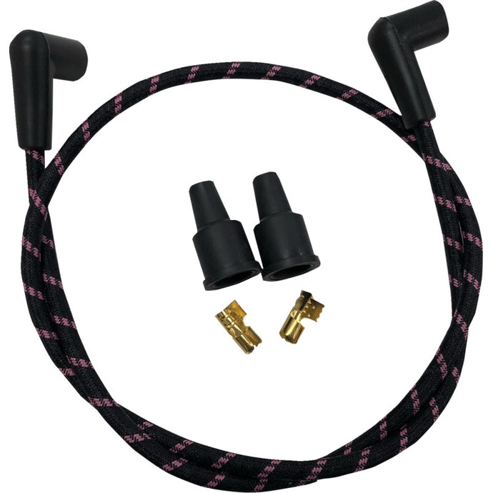 Drag Specialties 2104-0401 Universal Braided Spark Plug Wires - Black/Pink