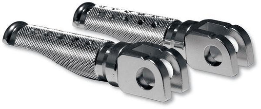 Emgo 50-11241A Slash-Cut Style Footpegs - Rider - Silver
