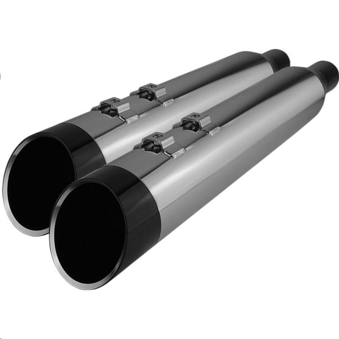Khrome Werks 202765 4.50in. HP-Plus Slip-On Muffler - Chrome with Black Edge Billet Tip End Caps
