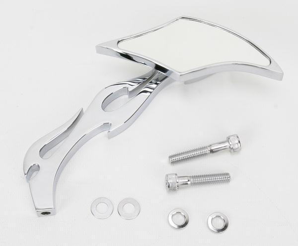Drag Specialties 0640-0036 Gothic Mirror - Flame Stem Right Side
