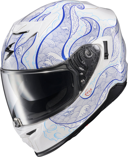 Scorpion EXO-T520 Nama-Shimi Helmet (Medium, White/Blue)