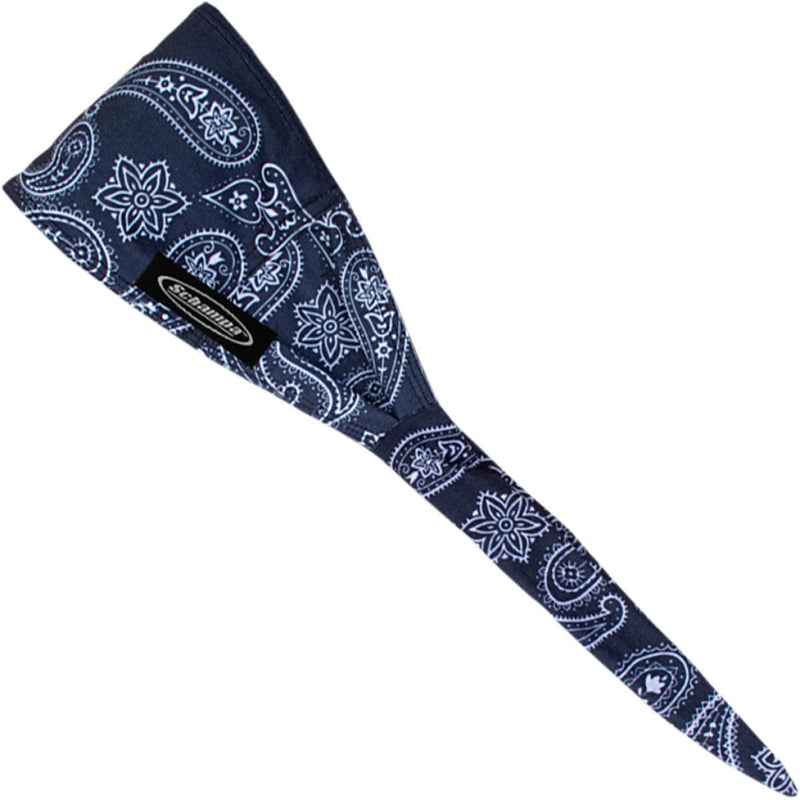 Schampa Old School Bandana Black Ground White Paisley Leaves Black
