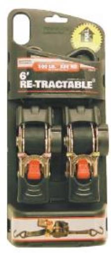Erickson 34413 Retractable Ratchet Strap - 1in x 6ft - Black