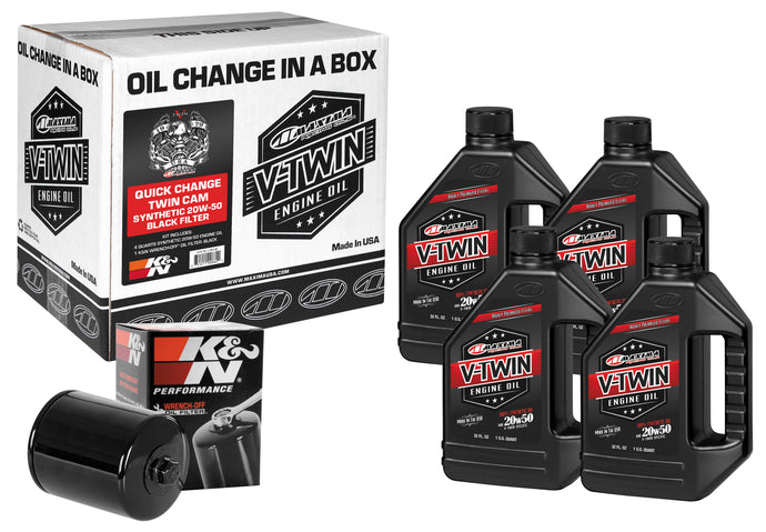 Maxima 90-119014B Quick Change Twin Cam Synthetic Oil Change Kit with Black Filter - 20W50