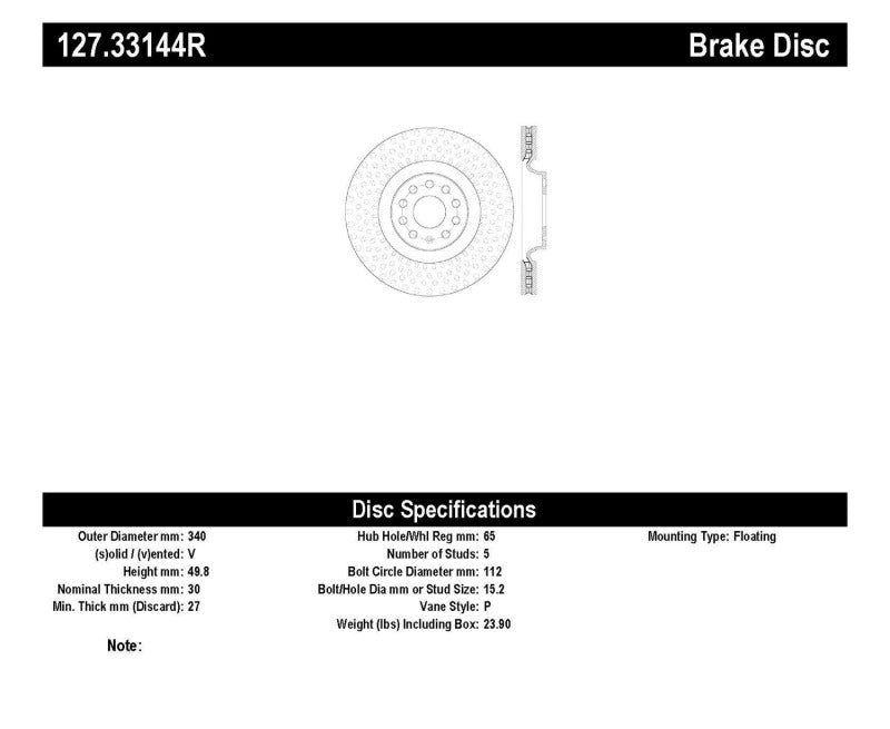 Load image into Gallery viewer, Stoptech 127.33144R ST Slot &amp; Drill Brake Rotors
