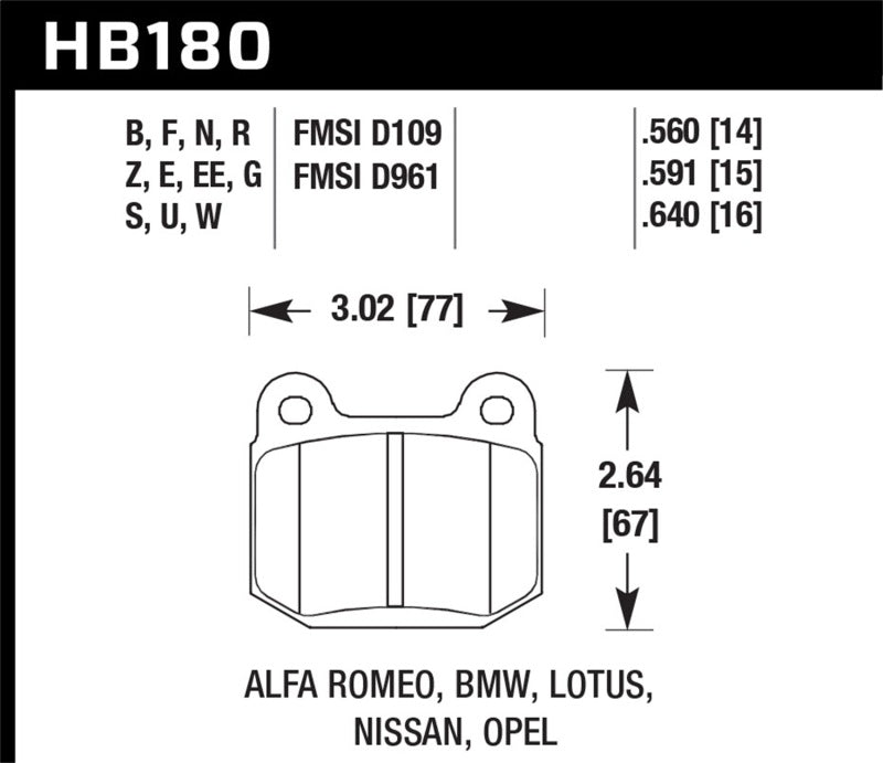 Load image into Gallery viewer, Hawk Performance HB180G.560 HAWK DTC-60 Brake Pad Sets
