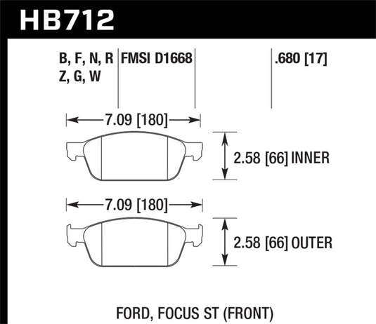 Hawk Performance HB712N.680 HAWK HP+ Brake Pad Sets