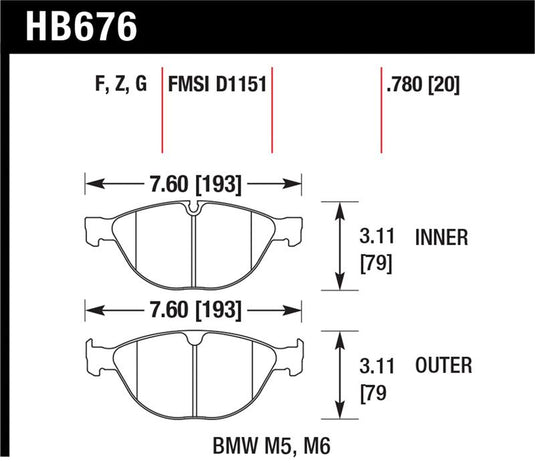 Hawk Performance HB676Z.780 HAWK Ceramic Brake Pad Sets