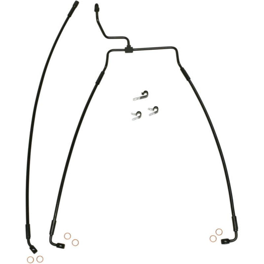 Magnum SBB1313-33 Black Coated XR Stainless Lower Front Brakeline Kit with Black Fittings - 33in. Total Length