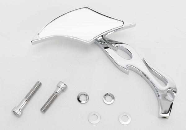 Drag Specialties 0640-0035 Gothic Mirror - Flame Stem Left Side