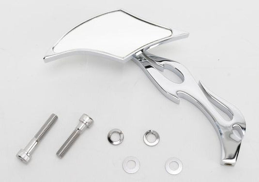 Drag Specialties 0640-0035 Gothic Mirror - Flame Stem Left Side