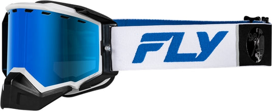 Fly Racing Zone Elite Snow Goggles (One Size Fits Most, White/Blue / Dark Blue Mirror/Polarized Blue Lens)