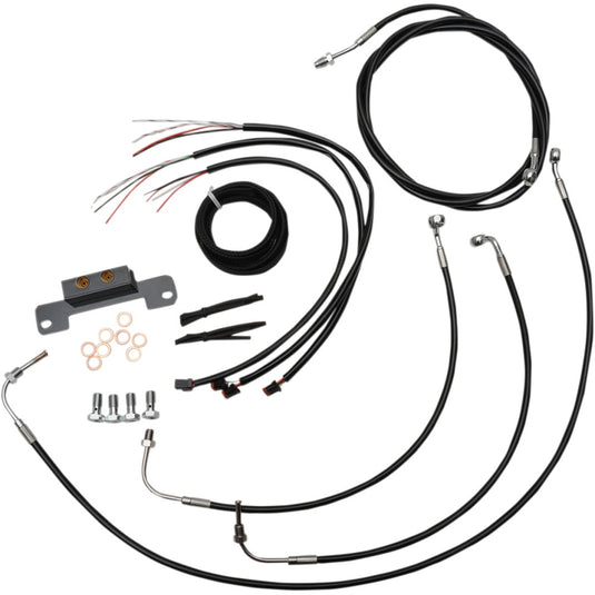 La Choppers LA-8055KT2-19B Complete Handlebar Cable/Brake & Clutch Line/Wire Kit - Black Vinyl/Stainless Braided