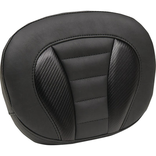 Mustang 89015 Deluxe Sissy Bar Pad - Black Carbon Fiber/Black Stitching