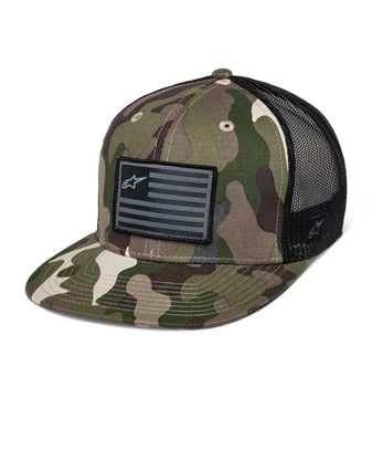 Alpinestars Flag Flat Trucker Hat (One Size Fits Most, Green Camo/Black)