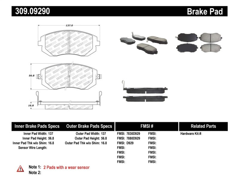 Load image into Gallery viewer, Stoptech 309.09290 ST Sport Brake Pads
