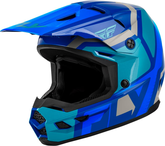 Fly Racing Kinetic Scrap Youth Helmet (Small, Blue/Light Blue/Gray)