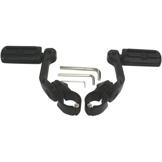 Rivco Products MV110MB Highway Pegs with 5in. Mounting Arms - Black with Ribbed Pegs
