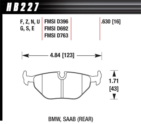 Hawk Performance HB227B.630 HAWK HPS 5.0 Brake Pad Sets