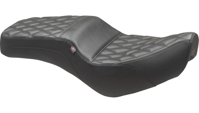 Mustang 84003 Squareback One-Piece Seat - Double Diamond - Black