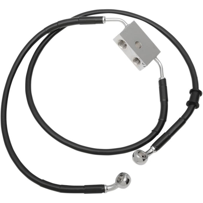 Drag Specialties 1741-5309 Extended Length Stainless Steel Front Brake Line Kit - +8in. - Black Vinyl