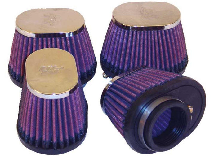 K&N Engineering RC-2454 Clamp-On Custom Oval Tapered Air Filter - Chrome End Cap