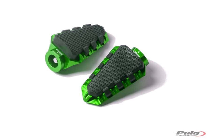 Puig 7319V Hi-Tech Footpegs - Offroad - Green