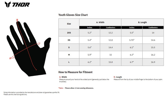 Thor Launchmode Split Youth Gloves (Small, Navy)