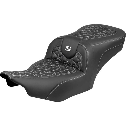 Saddlemen 823-07-21006 Roadsofa Tri-Gripper Seat without Drivers Backrest - White Stitching