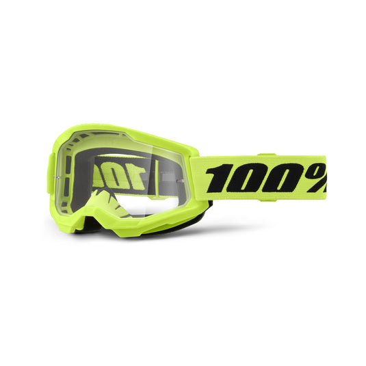 100% Strata 2 Junior Youth Goggles (One Size Fits Most, Neon Yellow)