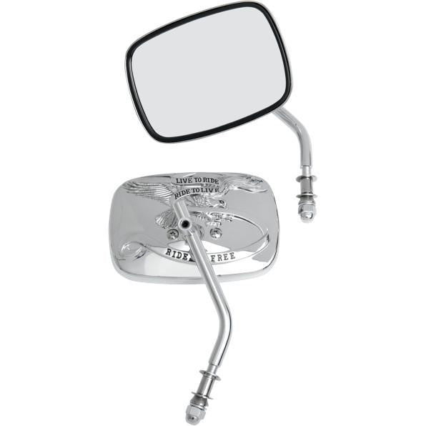 Drag Specialties 0640-0475 Live To Ride Custom Mirror - Chrome