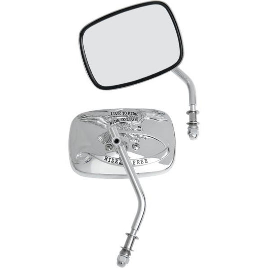 Drag Specialties 0640-0475 Live To Ride Custom Mirror - Chrome