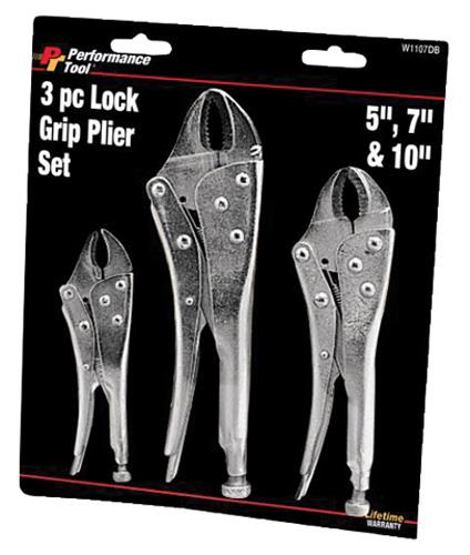 Performance Tools W1107DB 3 Piece Lock Grip Pliers Set