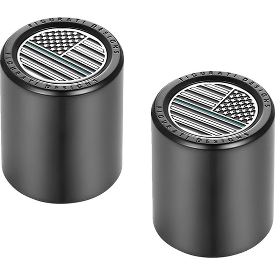 Figurati Designs FD72-DC-2530-BK Docking Hardware Cover - Black with Short Green Line American Flag Skull