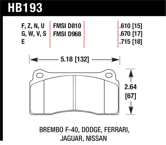 Hawk Performance HB193Z.670 HAWK Ceramic Brake Pad Sets
