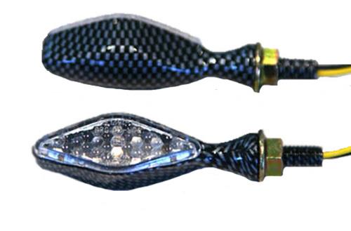 K&S Technologies 25-8921 LED Ultra Mini Stalk Marker Lights - Diamond Carbon Body with Rim