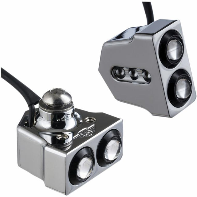 Joker Machine 05-208-RC Rat Eye LED Side Mounted Turn Signals - Chrome/Red