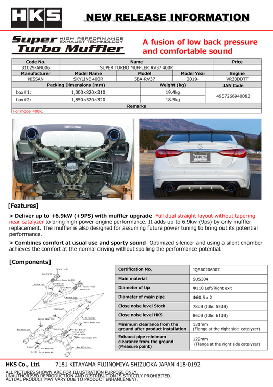 Hks 31029-AN006 HKS Exhaust - Super Turbo