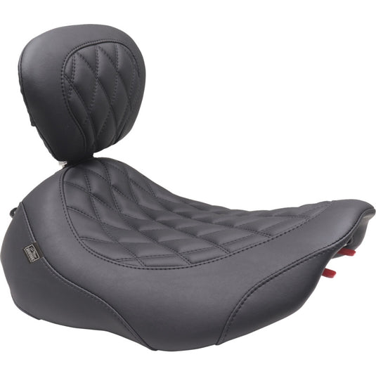 Mustang 89503 Wide Tripper Solo Seat with Driver Backrest - Black/Black Stitching