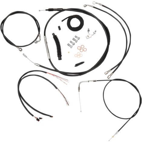 La Choppers LA-8122KT2-19B Complete Handlebar Cable/Brake & Clutch Line/Wire Kit - Black Vinyl/Stainless