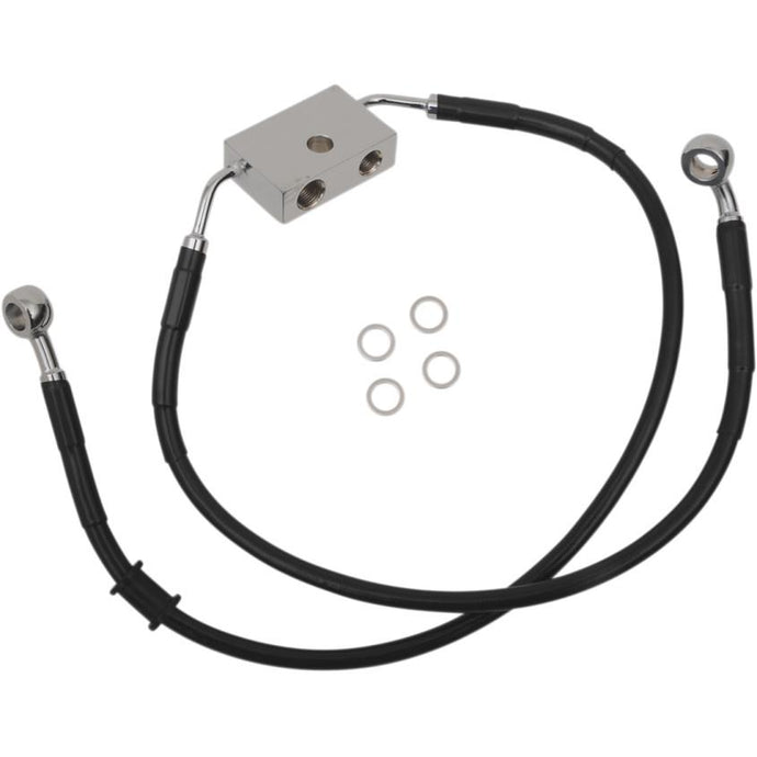 Drag Specialties 1741-5289 Extended Length Stainless Steel Front Brake Line Kit - +2in. - Black Vinyl