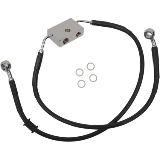Drag Specialties 1741-5291 Extended Length Stainless Steel Front Brake Line Kit - +4in. - Black Vinyl