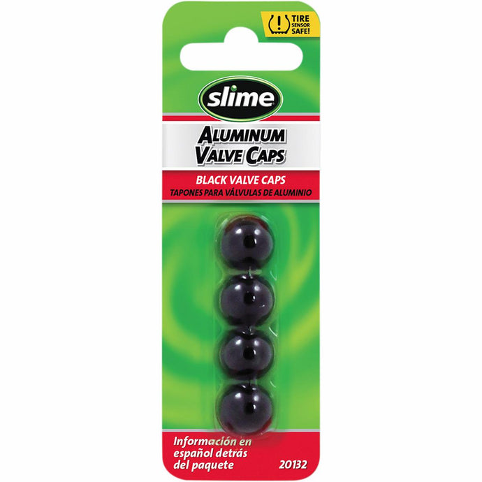 Slime 20132 Valve Stem Caps - Black