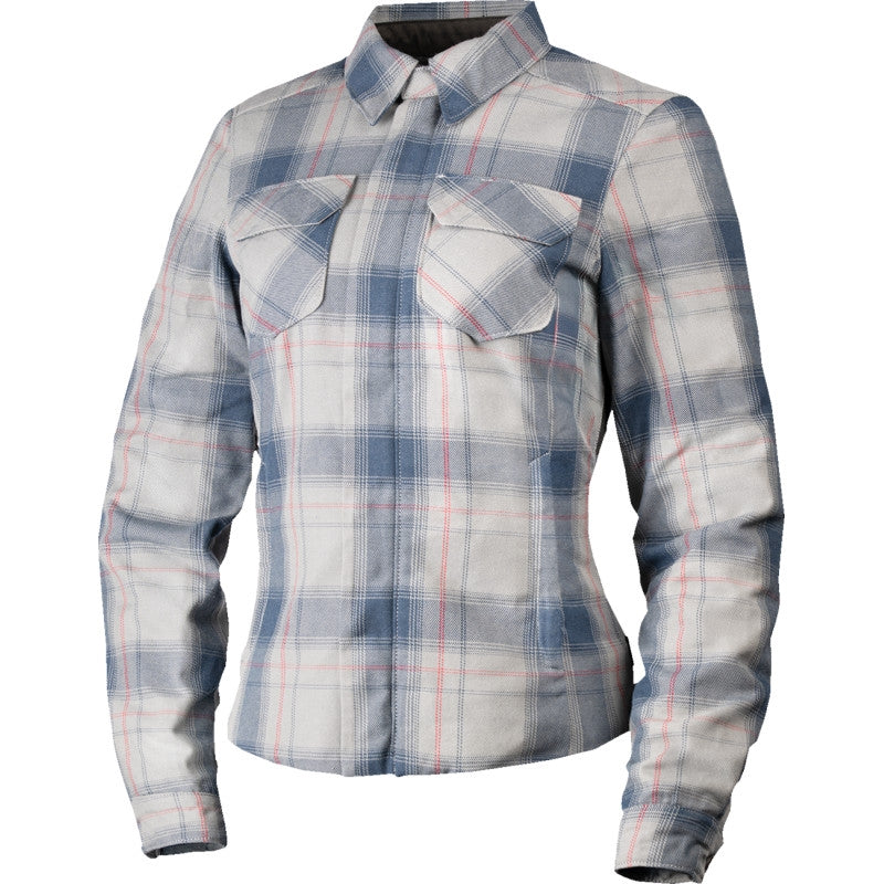 Load image into Gallery viewer, Icon Fallblock Flannel Womens Jacket (XX-Large, White/Blue/Gray)
