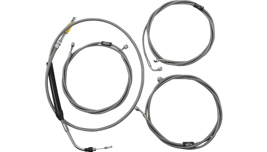 La Choppers LA-8058KT-16 Standard Cable/Brake Line Kit - Stainless 15in.-17in. Ape Hanger - Stainless Steel