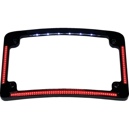 Custom Dynamics TF08-B Radius License Plate Frame with Red Leds- Gloss Black